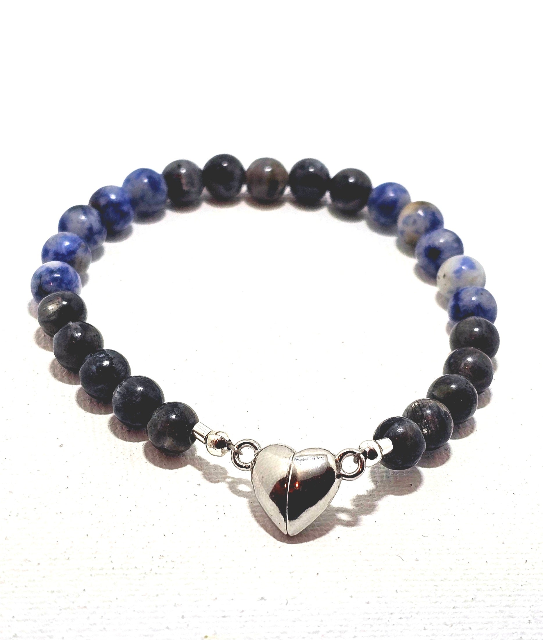 Black and Blue Healing Bracelet W/ Magnetic Heart Clasp