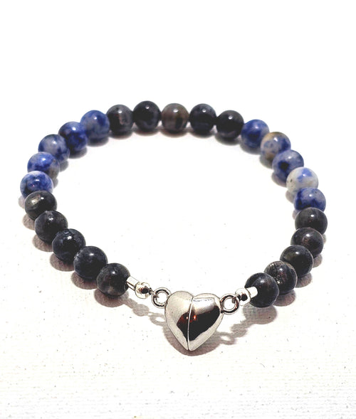 Black and Blue Healing Bracelet W/ Magnetic Heart Clasp