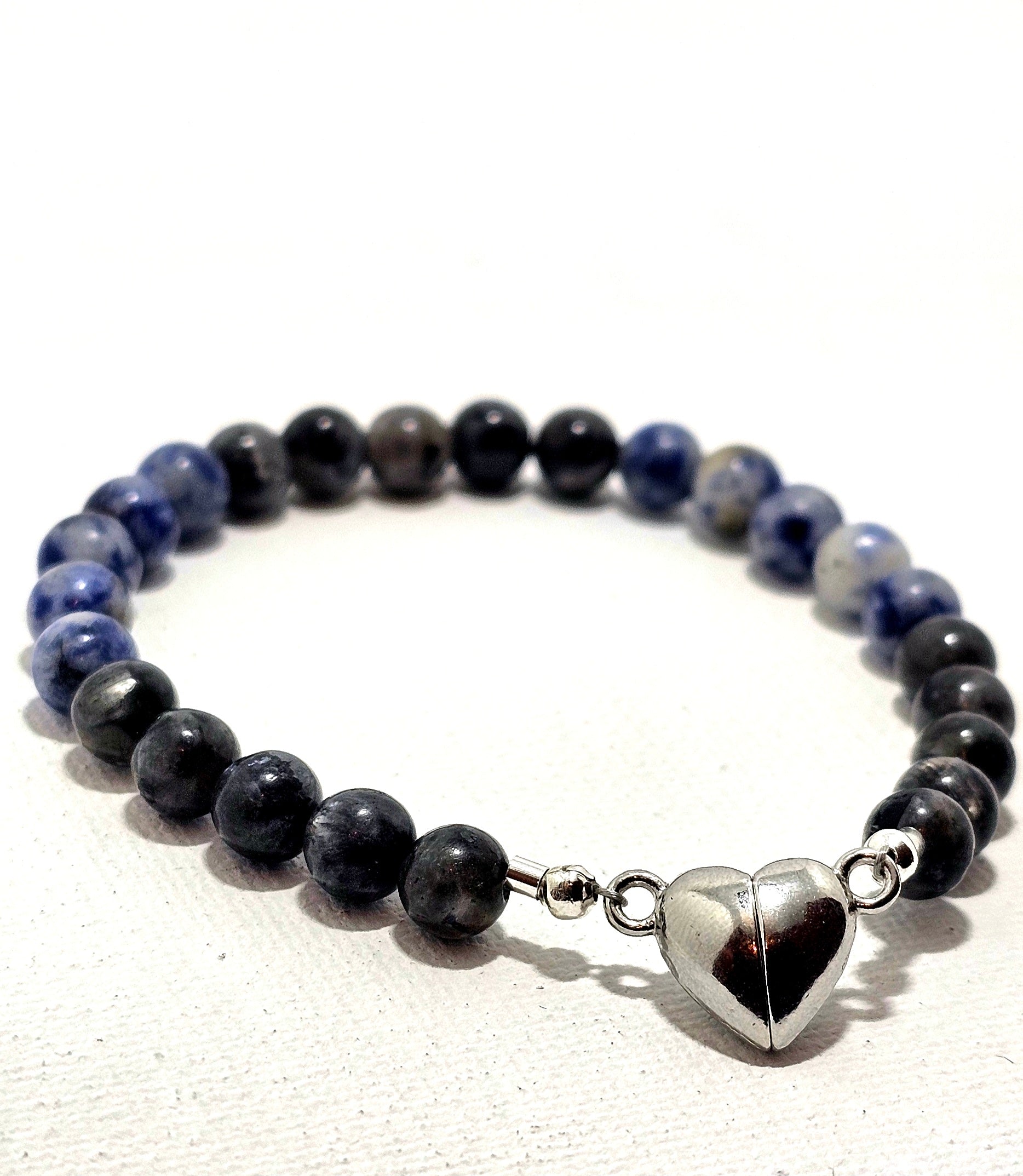 Black and Blue Healing Bracelet W/ Magnetic Heart Clasp